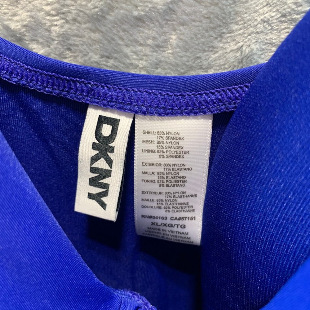 DKNY Womens Ruched Wrap Front One Piece Swimsuit Royal Blue XL DIMMS559 - Picture 5 of 8
